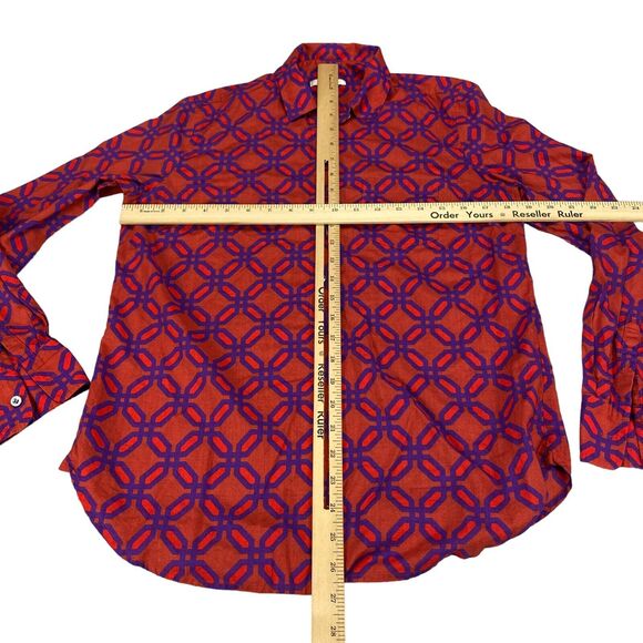 J.CREW Shirt Women's Size 4 Geometric Cotton Collared Button Down - Picture 4 of 13